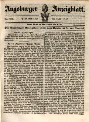 Augsburger Anzeigeblatt Samstag 22. Juli 1848