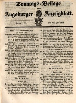 Augsburger Anzeigeblatt Sonntag 23. Juli 1848