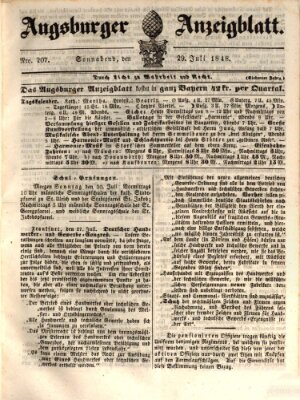 Augsburger Anzeigeblatt Samstag 29. Juli 1848