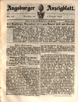 Augsburger Anzeigeblatt Dienstag 1. August 1848