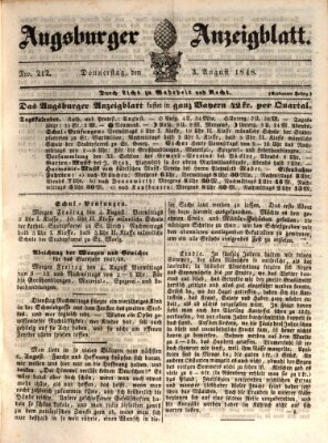 Augsburger Anzeigeblatt Donnerstag 3. August 1848