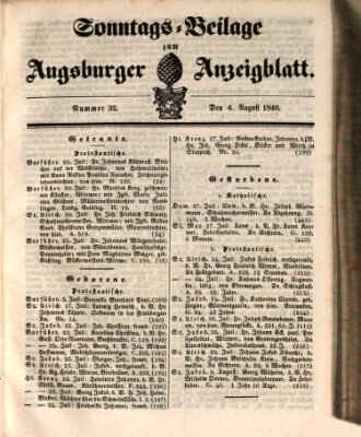 Augsburger Anzeigeblatt Sonntag 6. August 1848