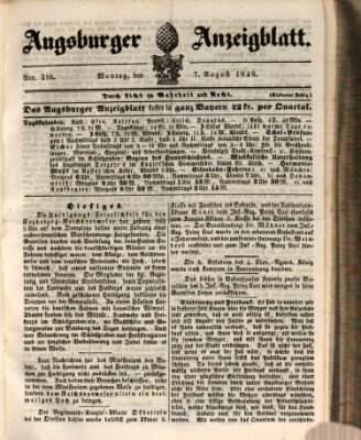 Augsburger Anzeigeblatt Montag 7. August 1848