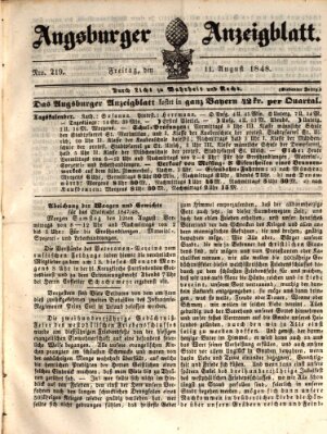 Augsburger Anzeigeblatt Freitag 11. August 1848