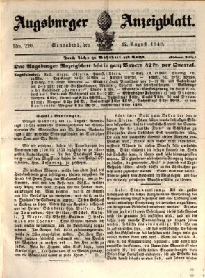 Augsburger Anzeigeblatt Samstag 12. August 1848