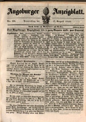 Augsburger Anzeigeblatt Donnerstag 17. August 1848