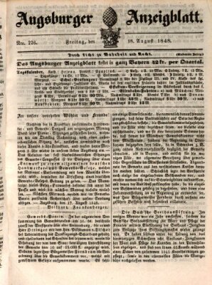 Augsburger Anzeigeblatt Freitag 18. August 1848