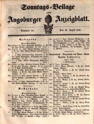 Augsburger Anzeigeblatt Sonntag 20. August 1848