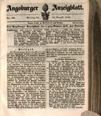 Augsburger Anzeigeblatt Montag 21. August 1848