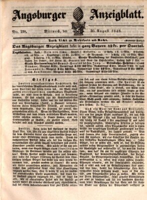 Augsburger Anzeigeblatt Mittwoch 30. August 1848