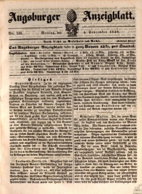 Augsburger Anzeigeblatt Montag 4. September 1848