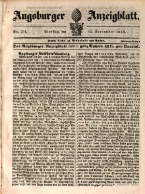 Augsburger Anzeigeblatt Dienstag 12. September 1848