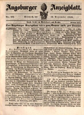 Augsburger Anzeigeblatt Mittwoch 13. September 1848