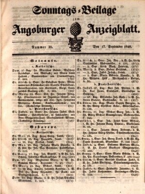 Augsburger Anzeigeblatt Sonntag 17. September 1848