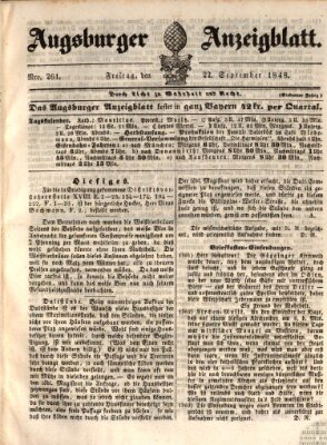 Augsburger Anzeigeblatt Freitag 22. September 1848