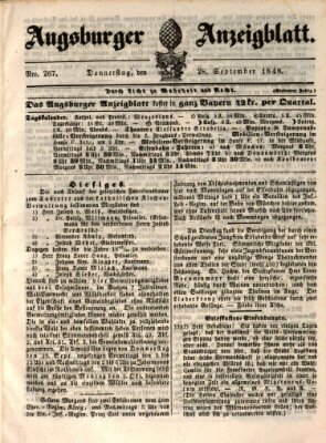 Augsburger Anzeigeblatt Donnerstag 28. September 1848