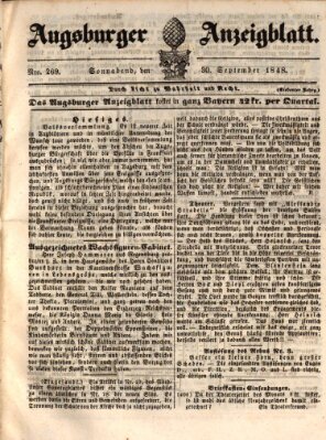 Augsburger Anzeigeblatt Samstag 30. September 1848