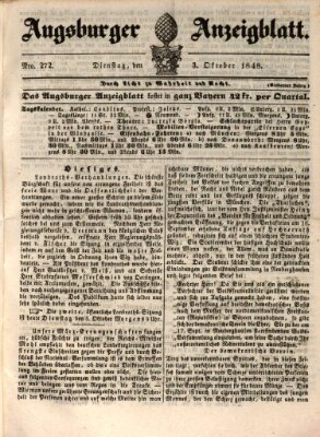 Augsburger Anzeigeblatt Dienstag 3. Oktober 1848