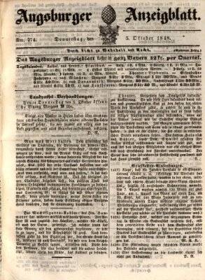 Augsburger Anzeigeblatt Donnerstag 5. Oktober 1848