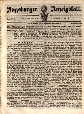 Augsburger Anzeigeblatt Samstag 7. Oktober 1848