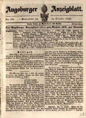 Augsburger Anzeigeblatt Samstag 14. Oktober 1848