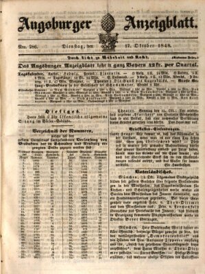 Augsburger Anzeigeblatt Dienstag 17. Oktober 1848