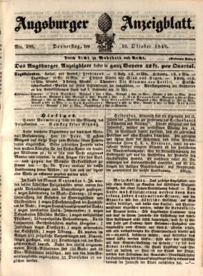 Augsburger Anzeigeblatt Donnerstag 19. Oktober 1848