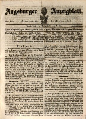 Augsburger Anzeigeblatt Samstag 21. Oktober 1848