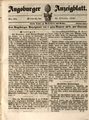 Augsburger Anzeigeblatt Mittwoch 25. Oktober 1848