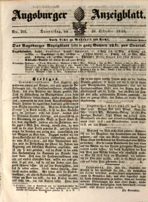 Augsburger Anzeigeblatt Donnerstag 26. Oktober 1848