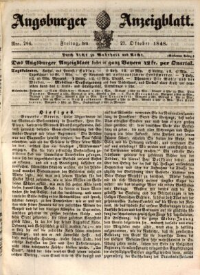 Augsburger Anzeigeblatt Freitag 27. Oktober 1848