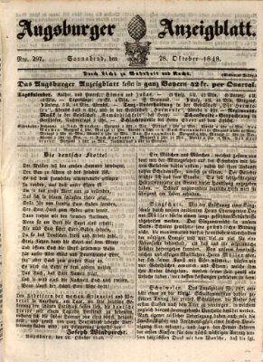 Augsburger Anzeigeblatt Samstag 28. Oktober 1848