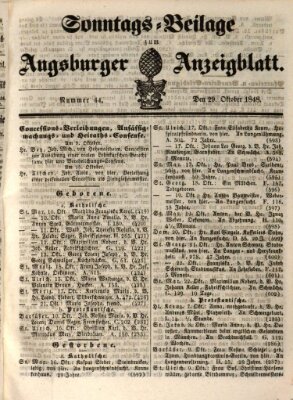 Augsburger Anzeigeblatt Sonntag 29. Oktober 1848