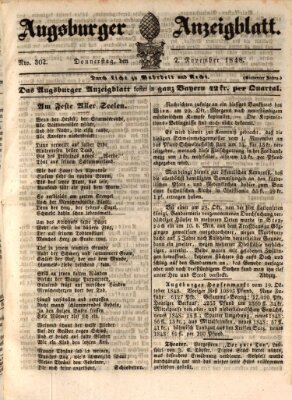 Augsburger Anzeigeblatt Donnerstag 2. November 1848