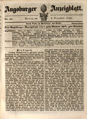 Augsburger Anzeigeblatt Montag 6. November 1848