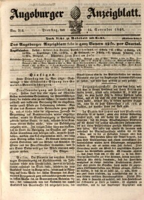 Augsburger Anzeigeblatt Dienstag 14. November 1848