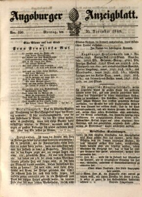 Augsburger Anzeigeblatt Montag 20. November 1848