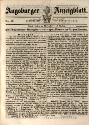 Augsburger Anzeigeblatt Dienstag 28. November 1848