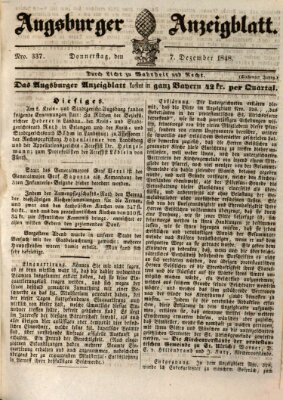 Augsburger Anzeigeblatt Donnerstag 7. Dezember 1848