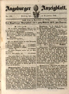 Augsburger Anzeigeblatt Freitag 8. Dezember 1848