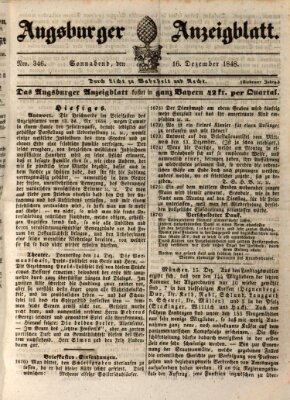 Augsburger Anzeigeblatt Samstag 16. Dezember 1848