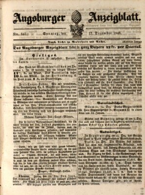 Augsburger Anzeigeblatt Sonntag 17. Dezember 1848