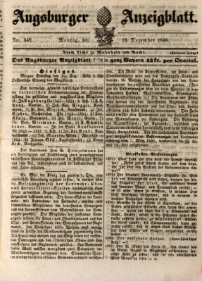 Augsburger Anzeigeblatt Montag 18. Dezember 1848