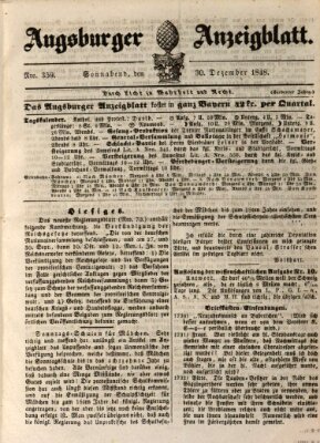 Augsburger Anzeigeblatt Samstag 30. Dezember 1848