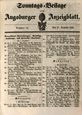 Augsburger Anzeigeblatt Sonntag 31. Dezember 1848