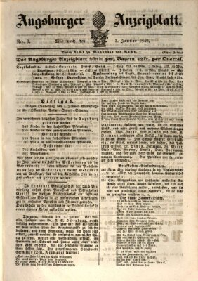 Augsburger Anzeigeblatt Mittwoch 3. Januar 1849