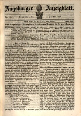 Augsburger Anzeigeblatt Donnerstag 11. Januar 1849