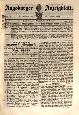 Augsburger Anzeigeblatt Samstag 13. Januar 1849