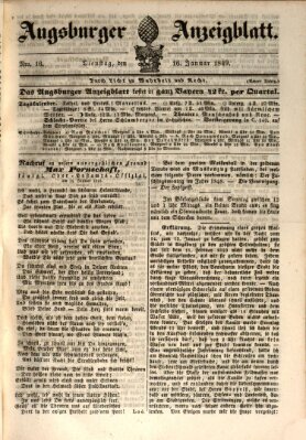 Augsburger Anzeigeblatt Dienstag 16. Januar 1849