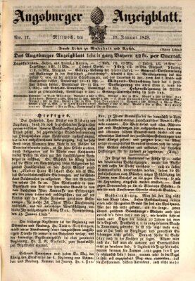 Augsburger Anzeigeblatt Mittwoch 17. Januar 1849